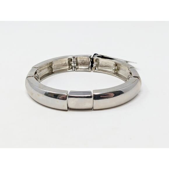 Chico's Bracelet Silver Tone Link Stretch Style Finella New - Picture 4 of 4